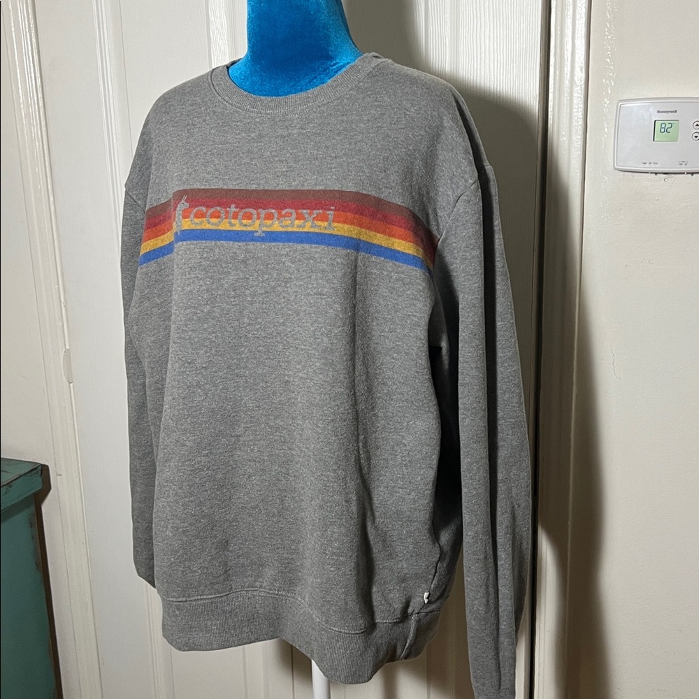 Cotopaxi Gray Crewneck Sweatshirt with Multicolor Stripes Medium - Picture 3 of 7